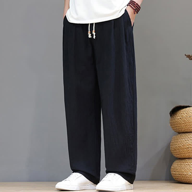 Nimara Ritual Summer Casual Vintage Drawstring Solid Cotton Ankle Pants Men's Harem Pants With Pocket