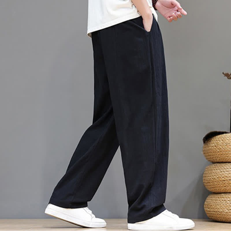Nimara Ritual Summer Casual Vintage Drawstring Solid Cotton Ankle Pants Men's Harem Pants With Pocket