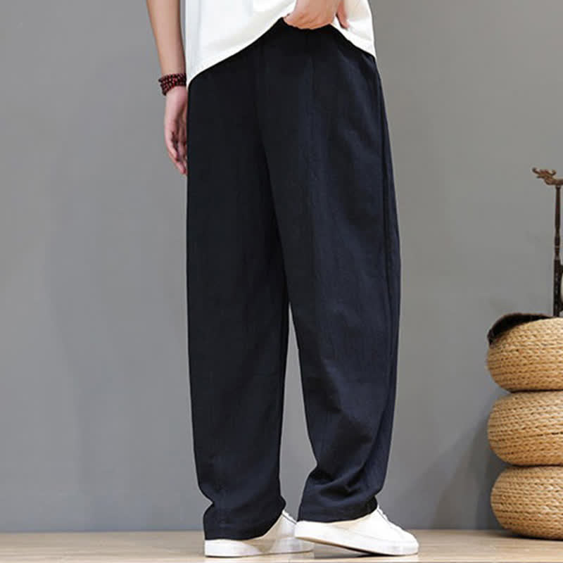 Nimara Ritual Summer Casual Vintage Drawstring Solid Cotton Ankle Pants Men's Harem Pants With Pocket