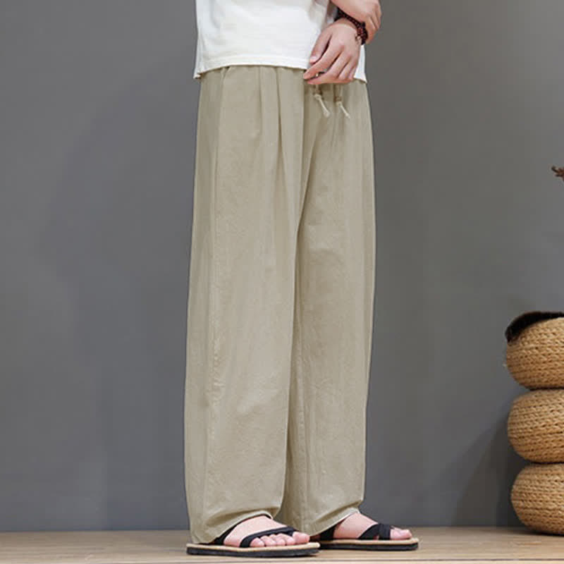 Nimara Ritual Summer Casual Vintage Drawstring Solid Cotton Ankle Pants Men's Harem Pants With Pocket