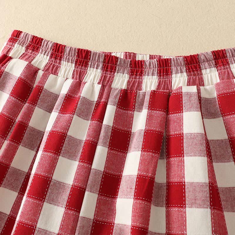 Nimara Ritual Summer Casual Classic Plaid Cropped Pants Women's Harem Pants With Pocket