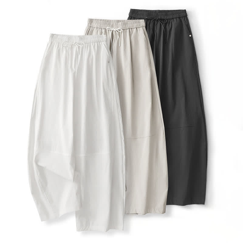 Nimara Ritual Summer Casual Minimalist Drawstring Solid Cotton Ankle Pants Women's Harem Pants With Pocket