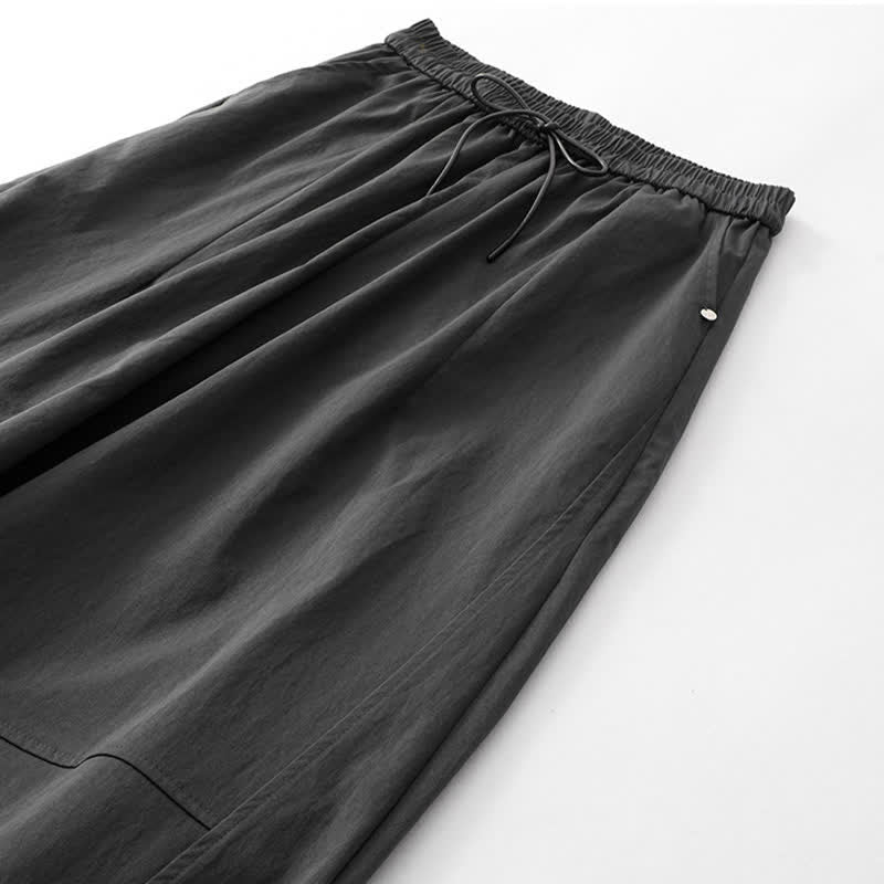 Nimara Ritual Summer Casual Minimalist Drawstring Solid Cotton Ankle Pants Women's Harem Pants With Pocket