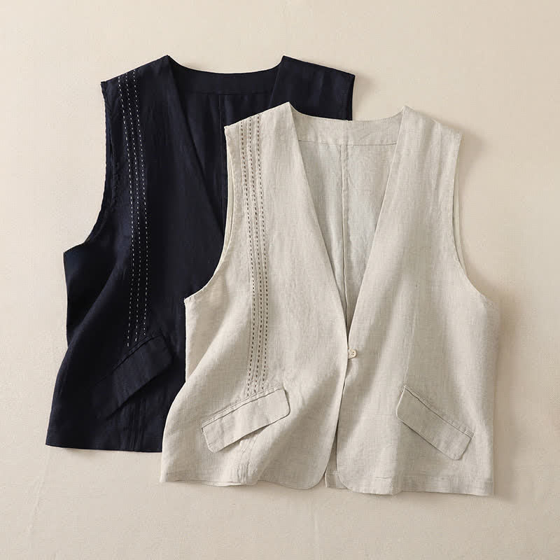 Nimara Ritual Summer Casual Minimalist Button-Up Solid Women's Sleeveless Shirts Tank Top