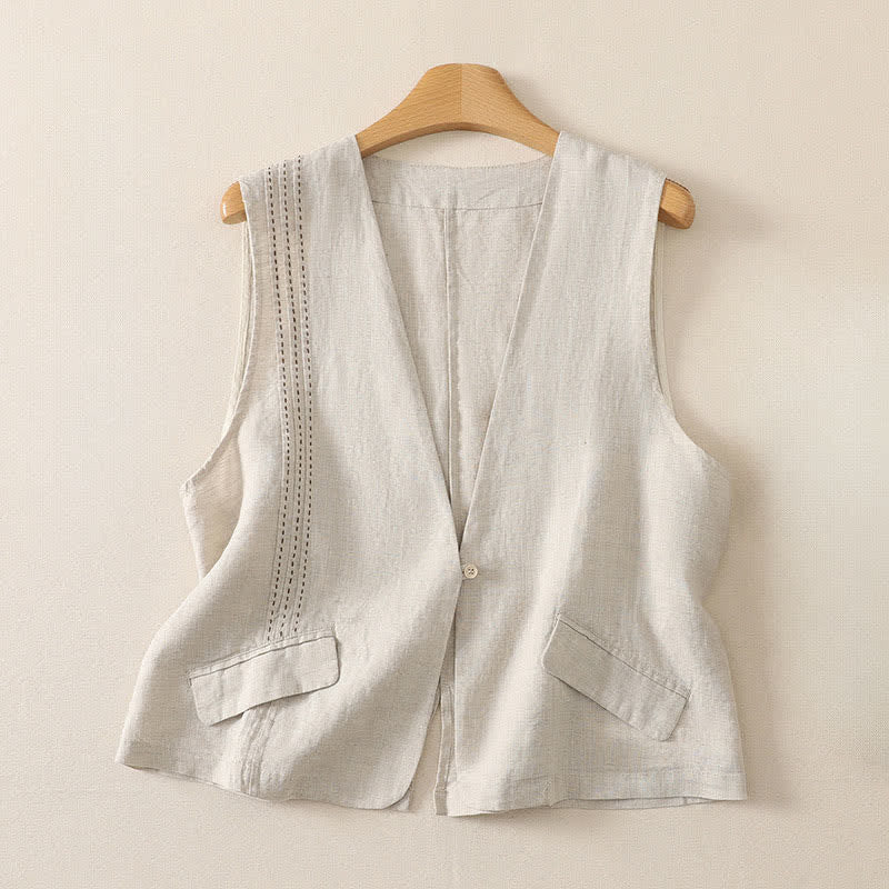 Nimara Ritual Summer Casual Minimalist Button-Up Solid Women's Sleeveless Shirts Tank Top