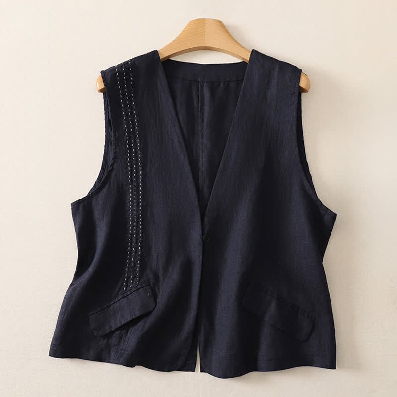 Nimara Ritual Summer Casual Minimalist Button-Up Solid Women's Sleeveless Shirts Tank Top