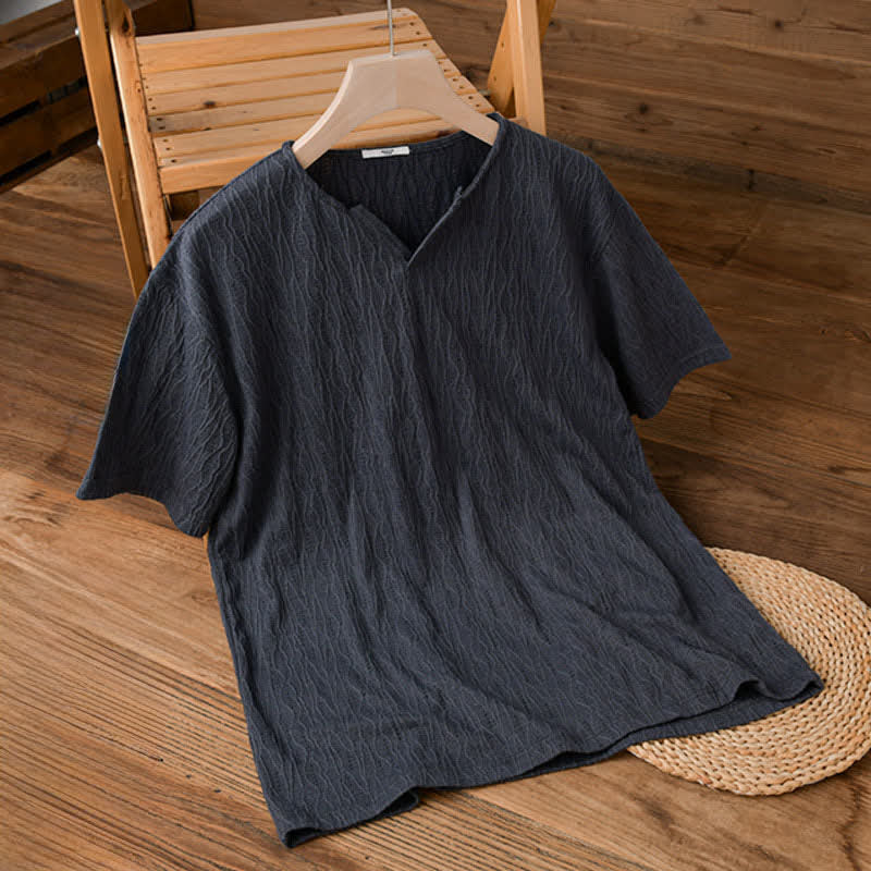 Nimara Ritual Summer Casual Minimalist Solid V-Neck Men's Short Sleeve T-Shirts