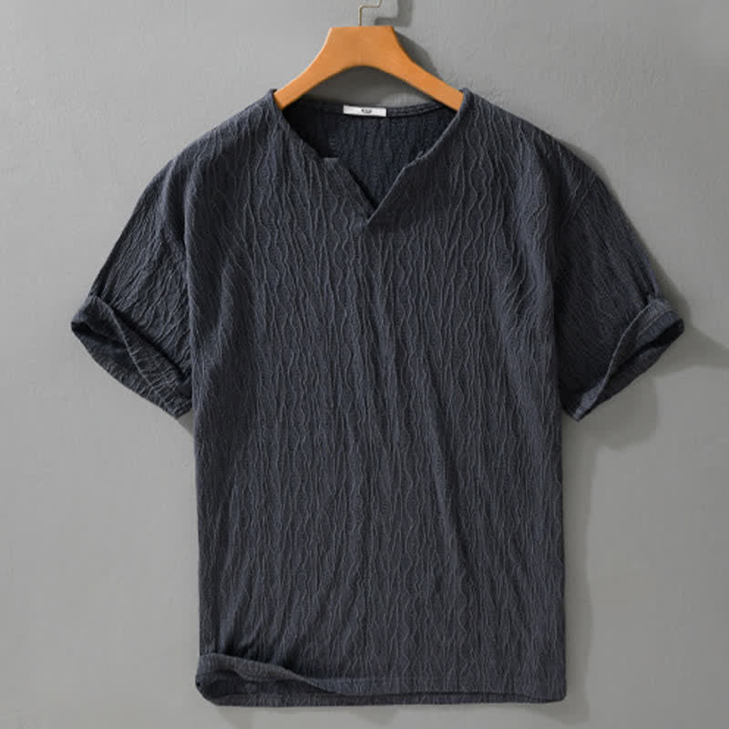 Nimara Ritual Summer Casual Minimalist Solid V-Neck Men's Short Sleeve T-Shirts