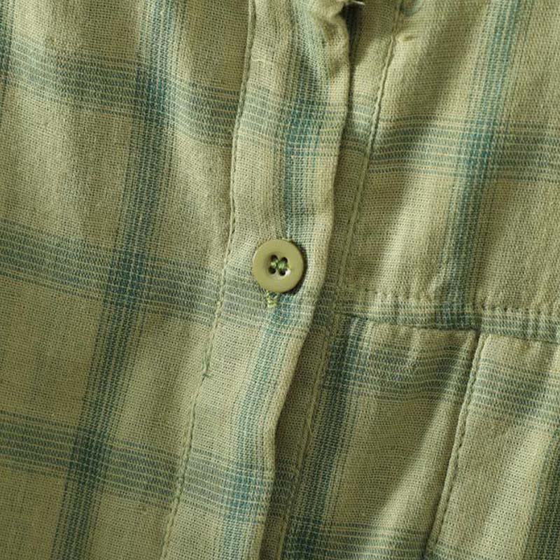 Nimara Ritual Summer Casual Vintage Plaid Women's Short Sleeve Shirts With Patch Pocket