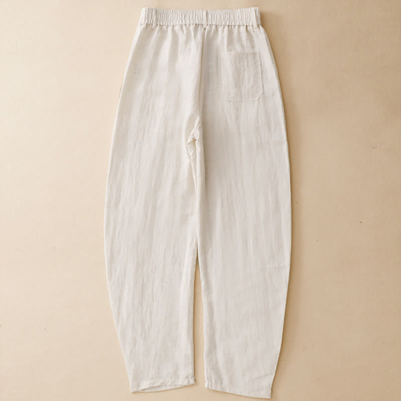 Nimara Ritual Summer Casual Button-Up Solid Zipper Design Ankle Pants Women's Harem Pants With Pocket