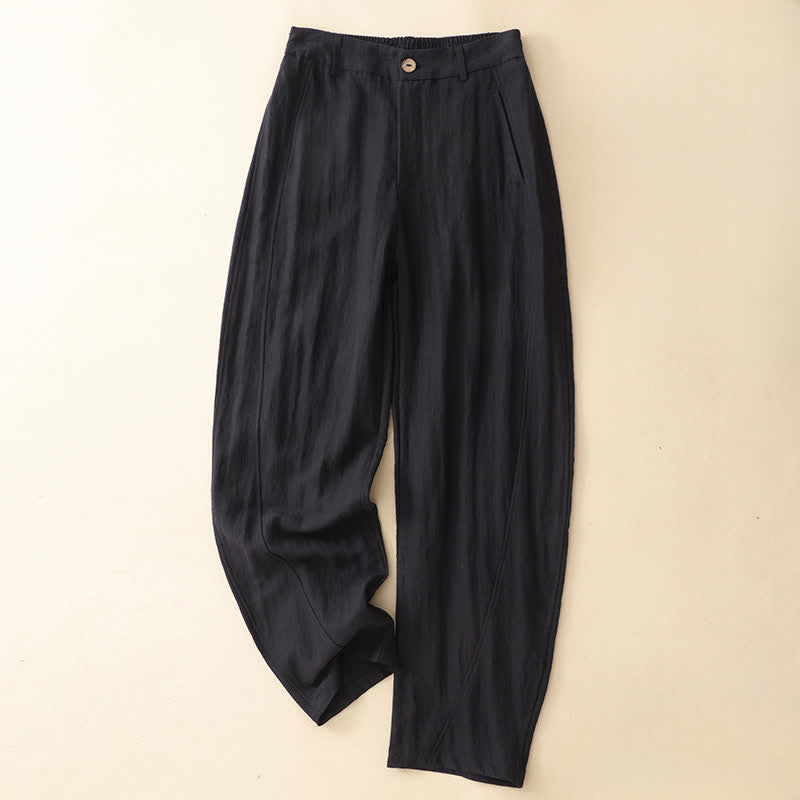 Nimara Ritual Summer Casual Button-Up Solid Zipper Design Ankle Pants Women's Harem Pants With Pocket