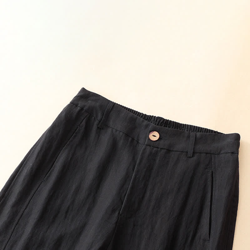 Nimara Ritual Summer Casual Button-Up Solid Zipper Design Ankle Pants Women's Harem Pants With Pocket