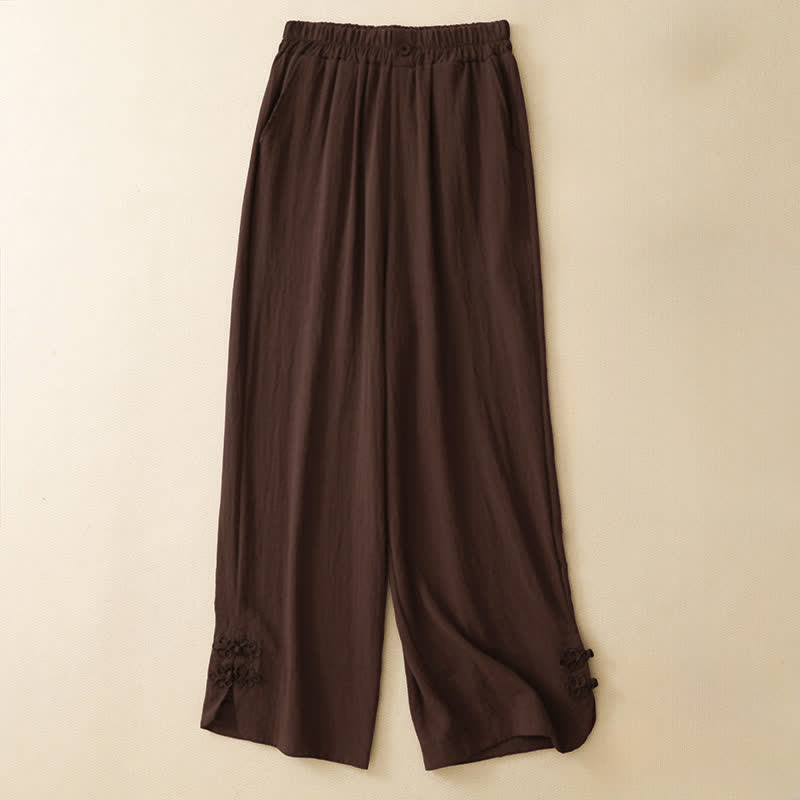 Nimara Ritual Summer Casual Embroidery Solid Cropped Pants Women's Harem Pants With Pocket