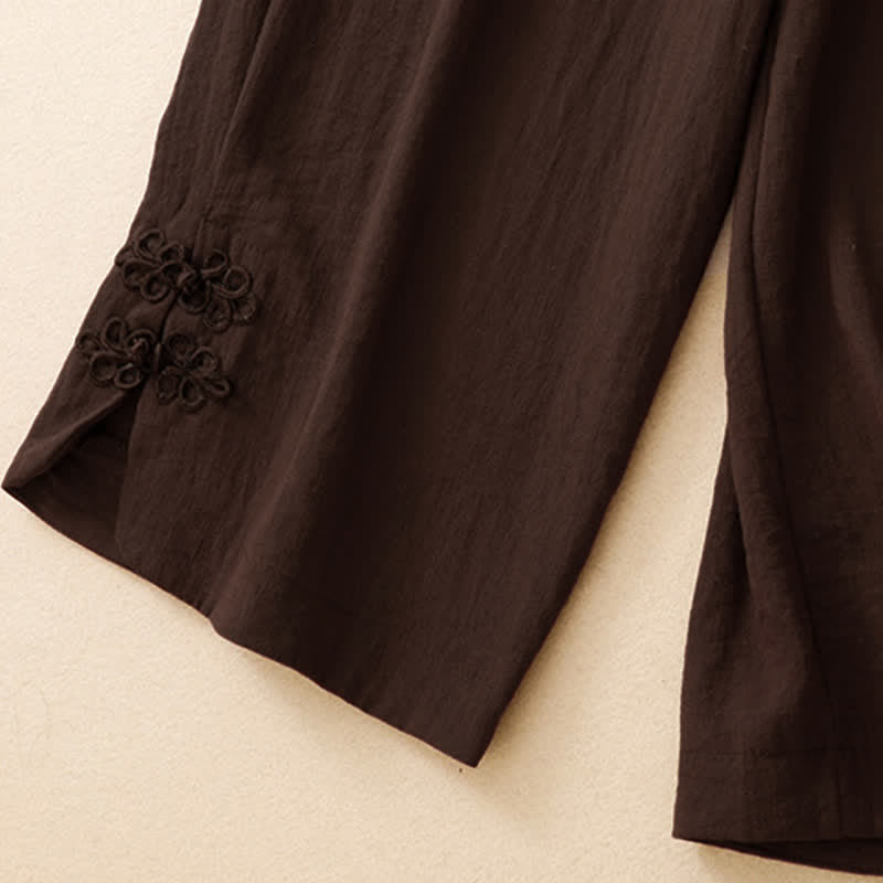 Nimara Ritual Summer Casual Embroidery Solid Cropped Pants Women's Harem Pants With Pocket