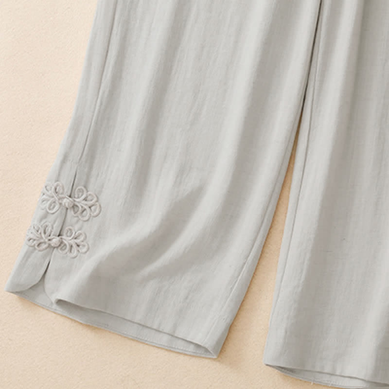 Nimara Ritual Summer Casual Embroidery Solid Cropped Pants Women's Harem Pants With Pocket