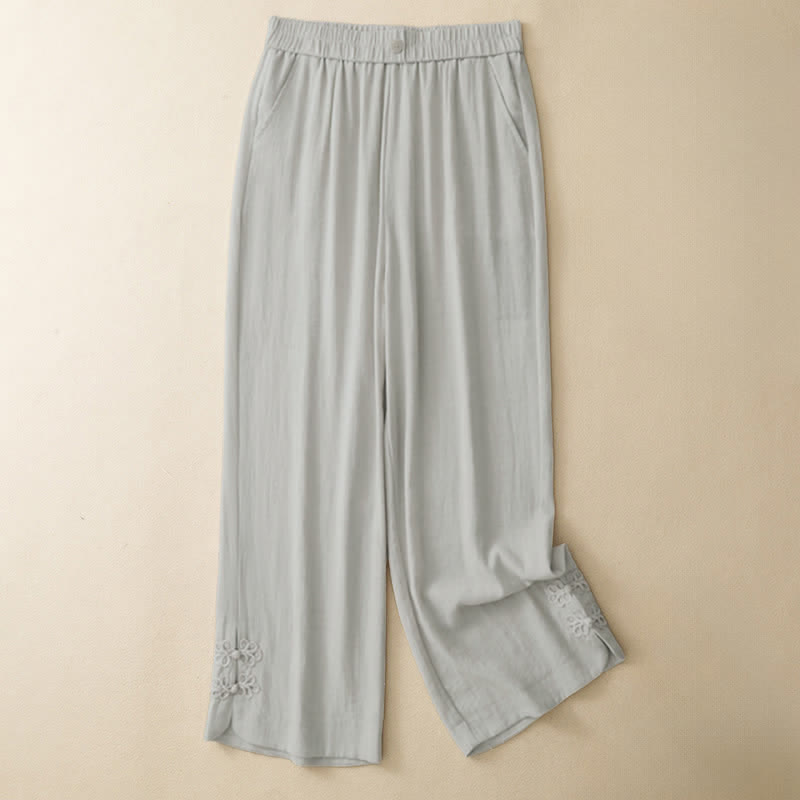 Nimara Ritual Summer Casual Embroidery Solid Cropped Pants Women's Harem Pants With Pocket
