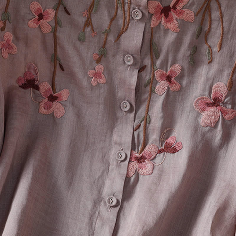 Nimara Ritual Summer Vintage Embroidery Floral Women's Short Sleeve Shirts