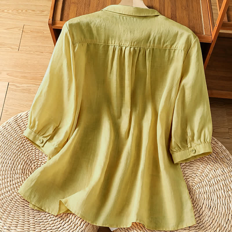 Nimara Ritual Summer Vintage Embroidery Floral Women's Short Sleeve Shirts