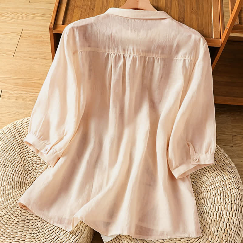 Nimara Ritual Summer Vintage Embroidery Floral Women's Short Sleeve Shirts