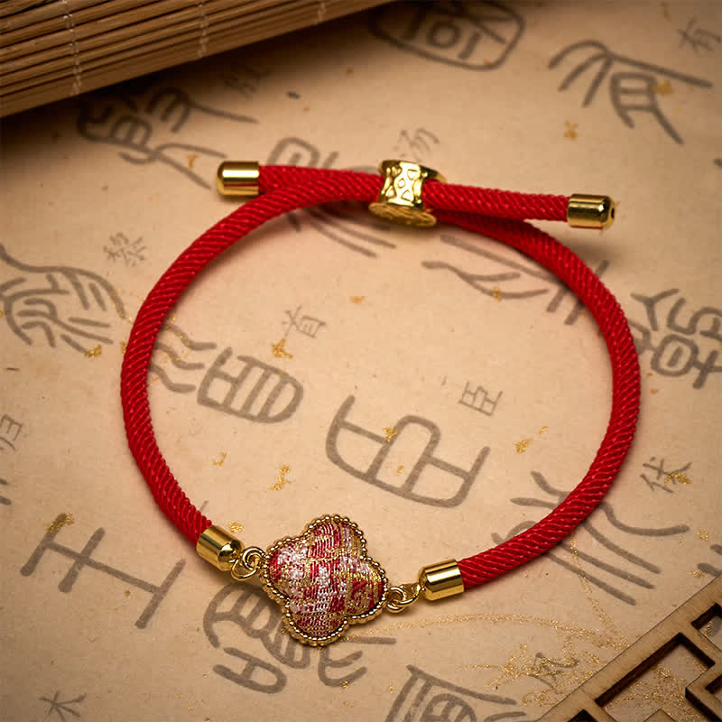 Nimara Ritual Red String Song Brocade Four-leaf Clover Luck Bracelet