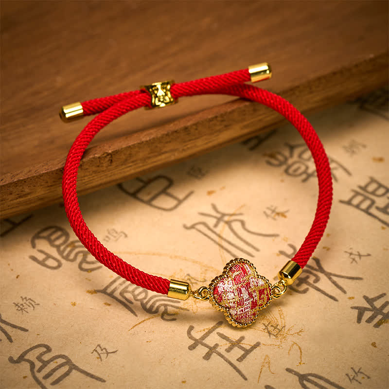 Nimara Ritual Red String Song Brocade Four-leaf Clover Luck Bracelet