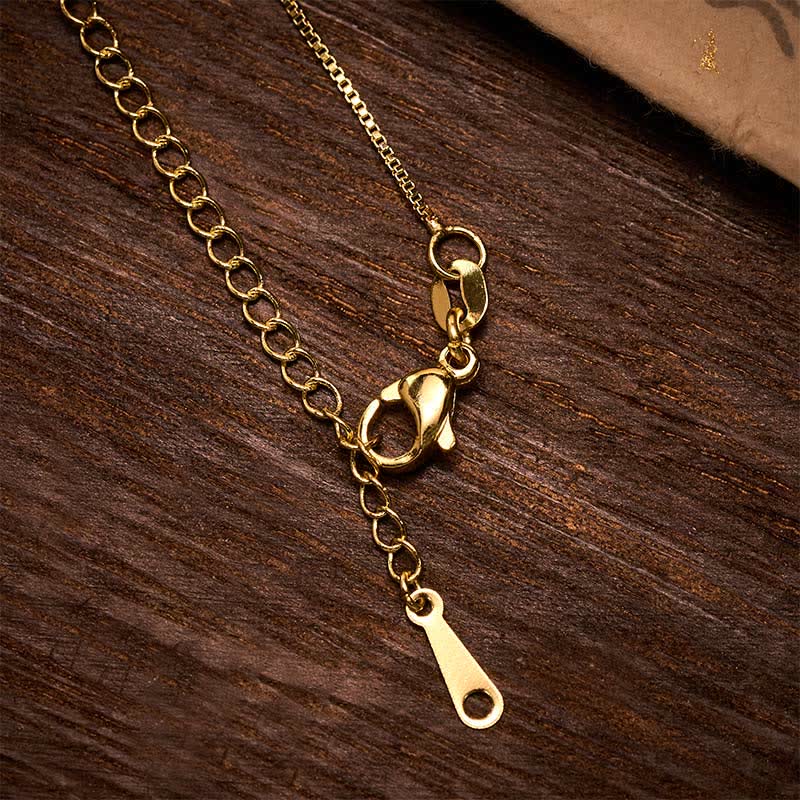Nimara Ritual Copper Rotatable Heart & Four-leaf Clover Inlaid Pink Brocade Harmonic Connection Necklace