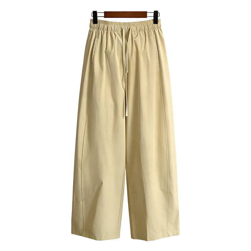 Nimara Ritual Summer Casual Minimalist Drawstring Solid Ankle Pants Women's Wide Leg Pants With Pocket
