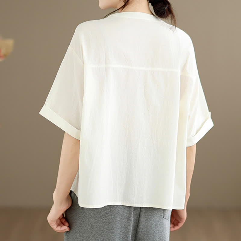 Nimara Ritual Summer Casual Minimalist Embroidery Snails Button-Up Geometric Women's Short Sleeve Shirts