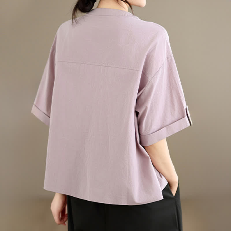 Nimara Ritual Summer Casual Minimalist Embroidery Snails Button-Up Geometric Women's Short Sleeve Shirts