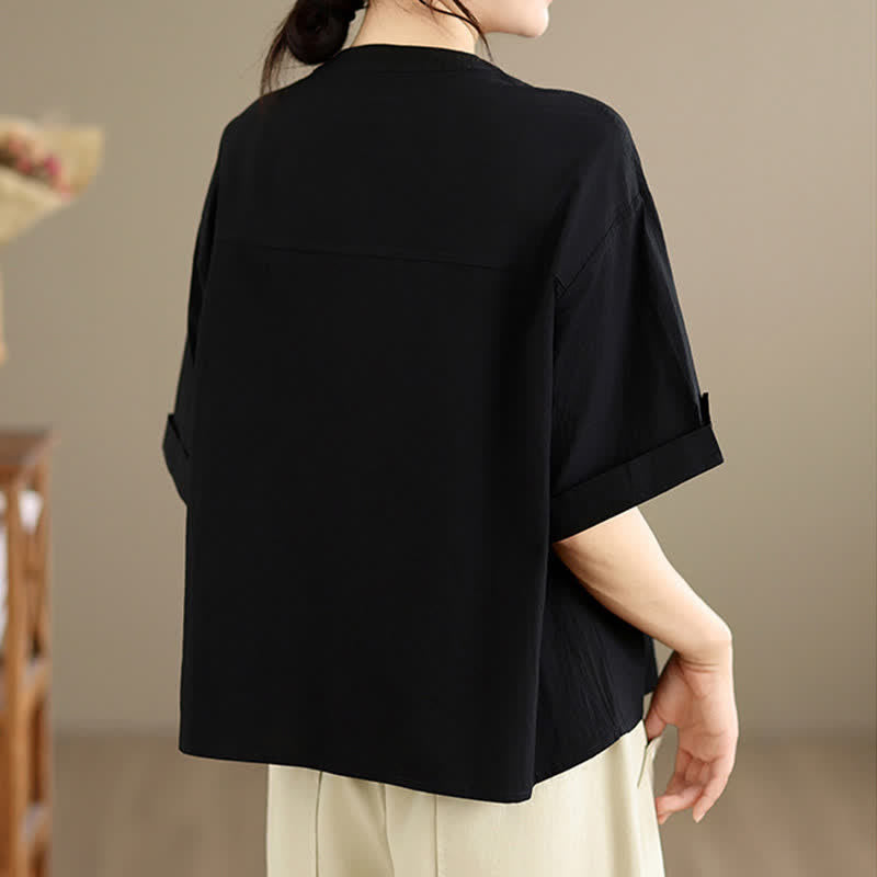 Nimara Ritual Summer Casual Minimalist Embroidery Snails Button-Up Geometric Women's Short Sleeve Shirts