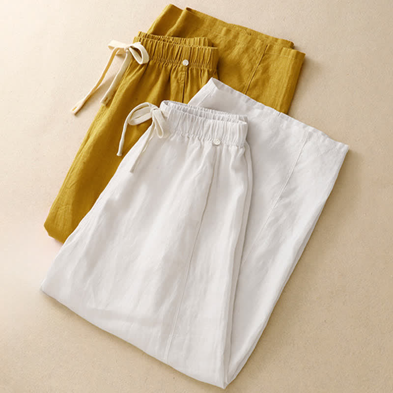 Nimara Ritual Summer Casual Minimalist Drawstring Solid Ankle Pants Women's Straight Leg Pants With Pocket