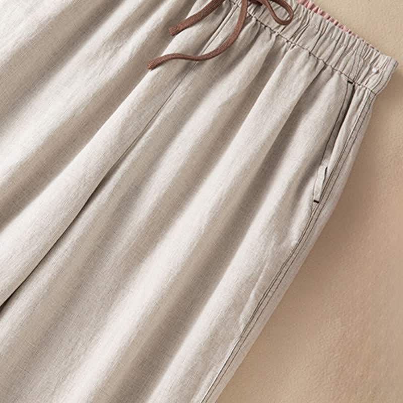 Nimara Ritual Summer Casual Minimalist Drawstring Solid Ankle Pants Women's Harem Pants With Pocket