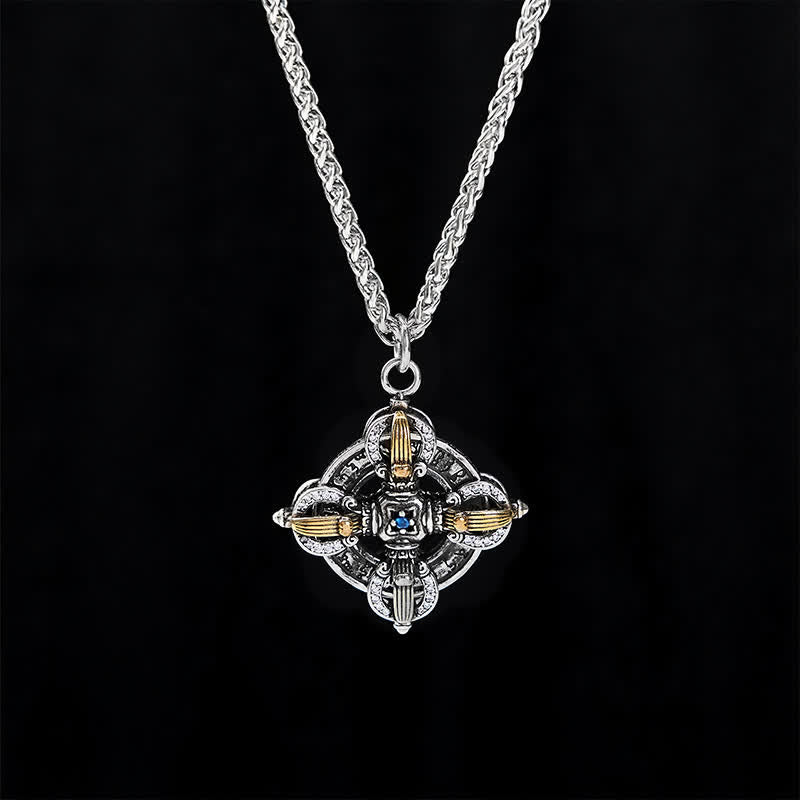 Nimara Ritual Copper Plated With Silver Cross Vajra Pendant Necklace