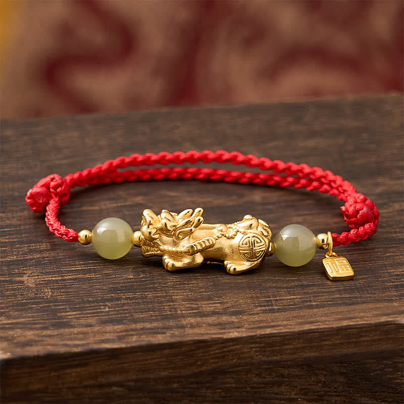 Nimara Ritual Copper Pi Xiu Fu Character Luck Red String Bracelet