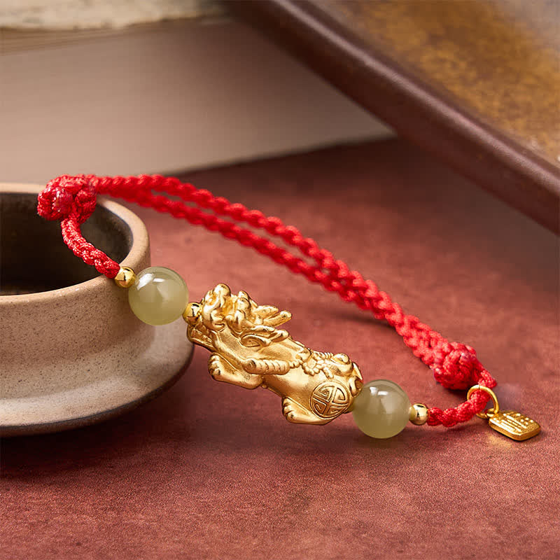 Nimara Ritual Copper Pi Xiu Fu Character Luck Red String Bracelet