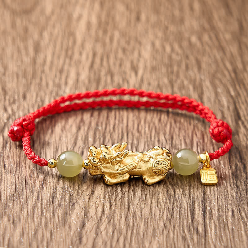 Nimara Ritual Copper Pi Xiu Fu Character Luck Red String Bracelet