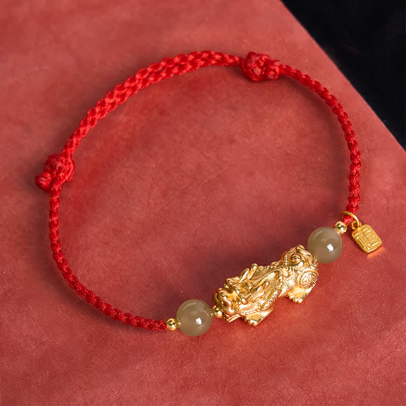 Nimara Ritual Copper Pi Xiu Fu Character Luck Red String Bracelet