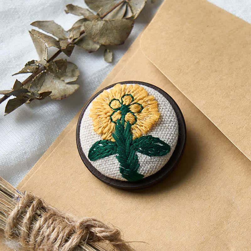 Nimara Ritual Handmade Fabric Flower Grounding Round Brooch