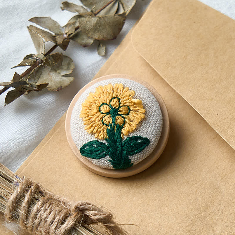 Nimara Ritual Handmade Fabric Flower Grounding Round Brooch