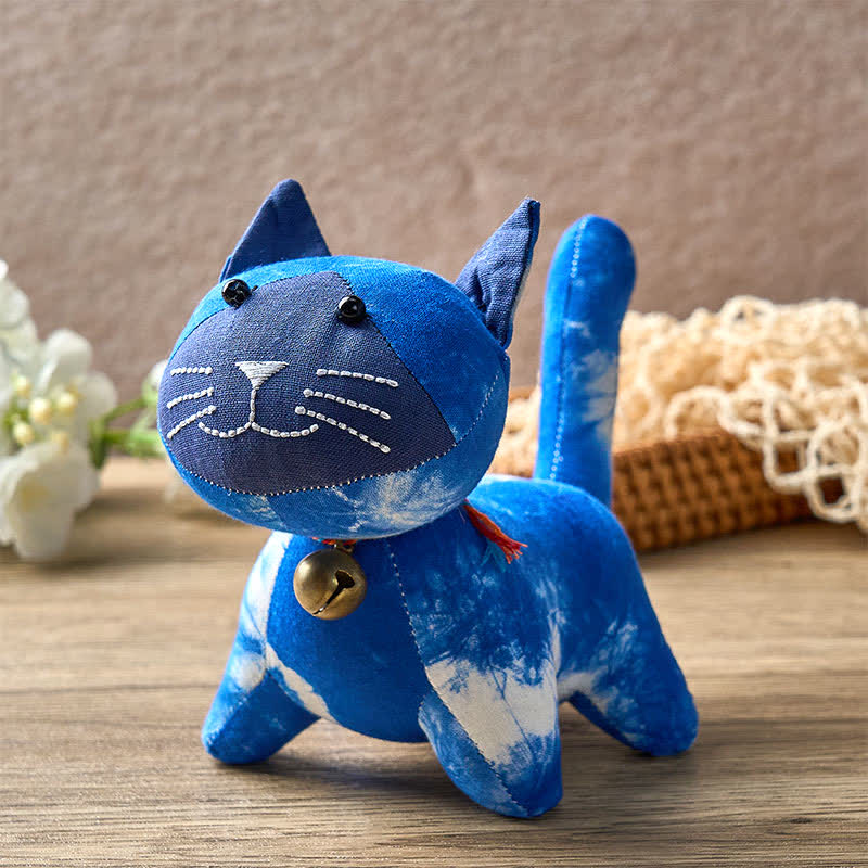 Nimara Ritual Handmade Tie Dye Cotton Cat Decor with Bell
