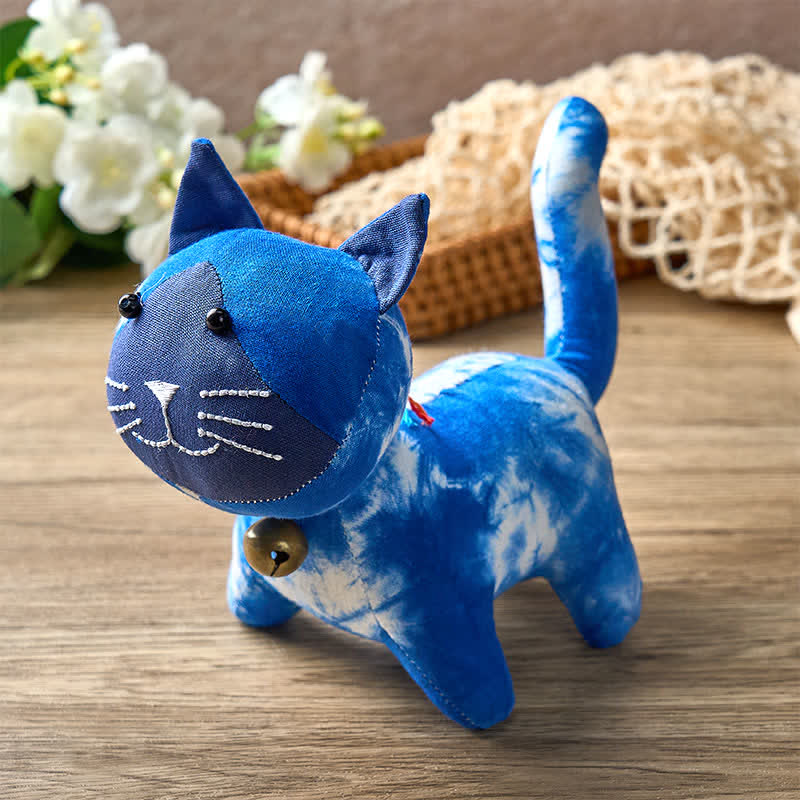 Nimara Ritual Handmade Tie Dye Cotton Cat Decor with Bell