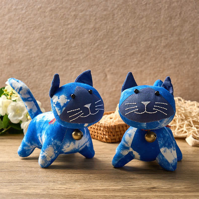 Nimara Ritual Handmade Tie Dye Cotton Cat Decor with Bell