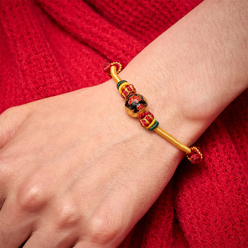 Nimara Ritual Copper Dragon Bead Red String Strength Braided Bracelet