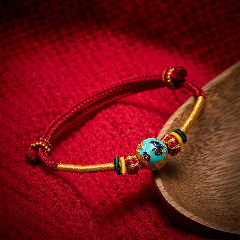 Nimara Ritual Copper Dragon Bead Red String Strength Braided Bracelet