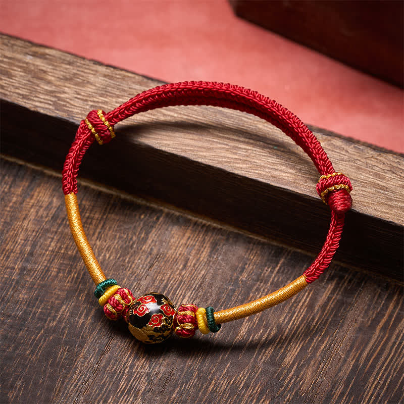 Nimara Ritual Copper Dragon Bead Red String Strength Braided Bracelet