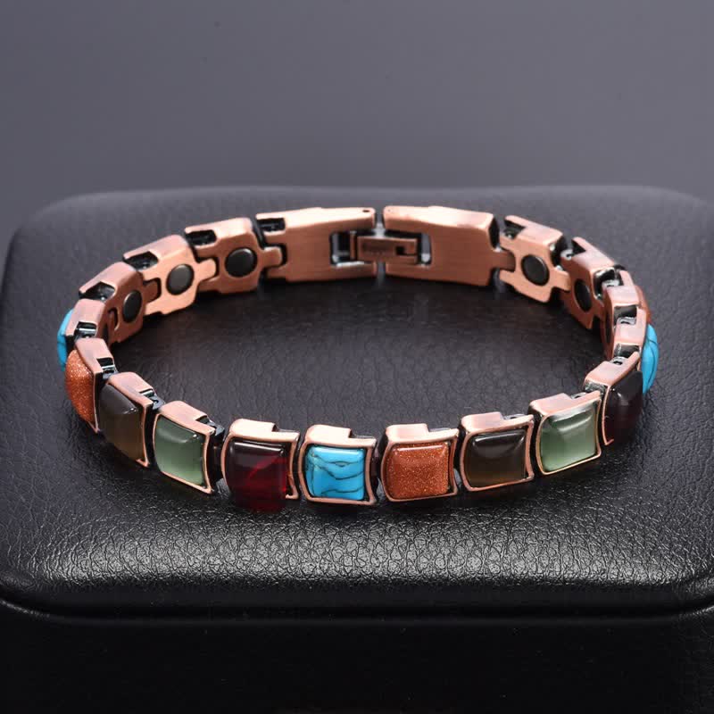 Nimara Ritual Vintage Copper Inlaid Turquoise Balance Magnetic Bracelet