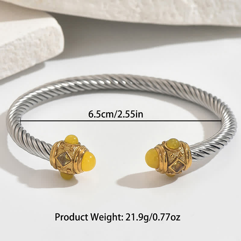 Nimara Ritual Stainless Steel Spiral Energy Two Tone Cuff Bracelet