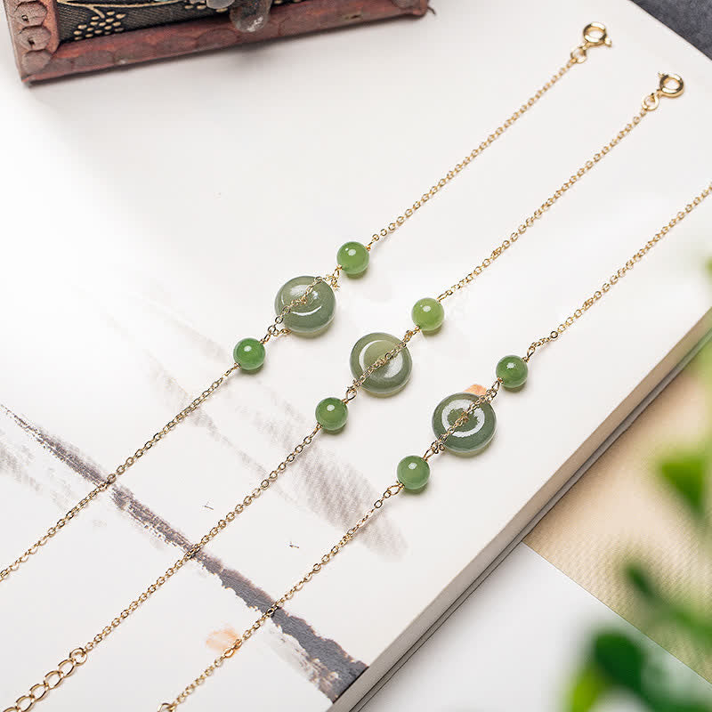 Nimara Ritual Hetian Jade Peace Buckle Harmony Minimalist Round Chain Bracelet