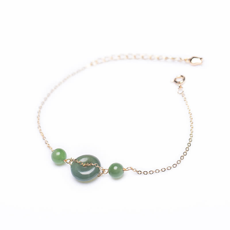 Nimara Ritual Hetian Jade Peace Buckle Harmony Minimalist Round Chain Bracelet