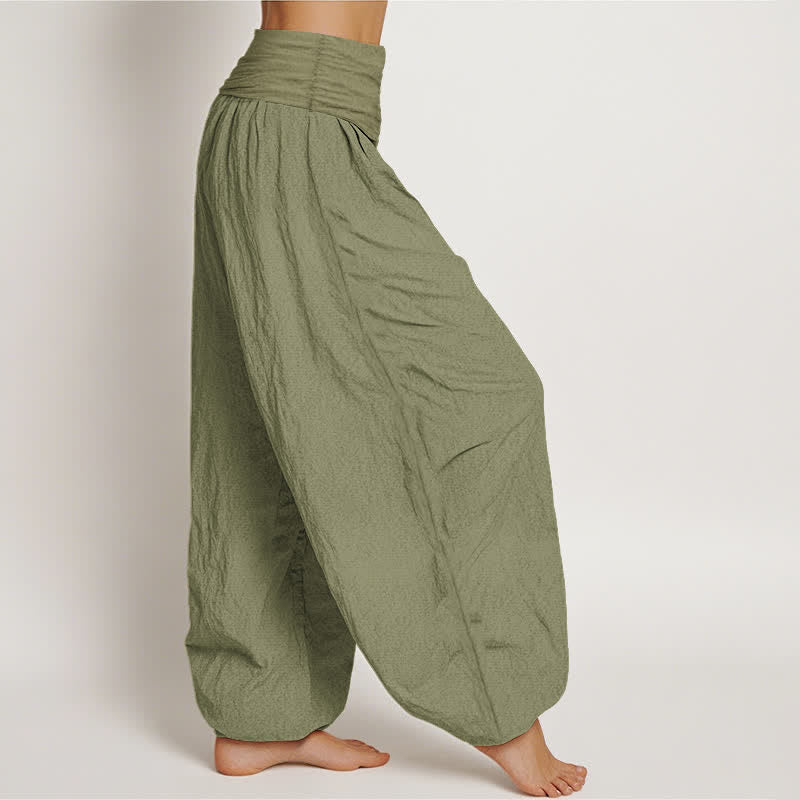 Nimara Ritual Pure Cotton Floral Bouquet Pattern Women's Elastic Waist Harem Pants